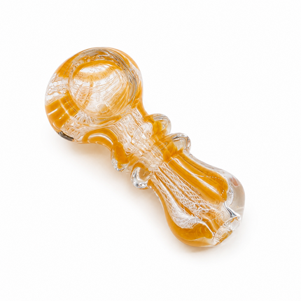 [2PC Bundle] Golden Sky Ribbon Glass Hand Pipes Amber Blue Clear 3 Inch