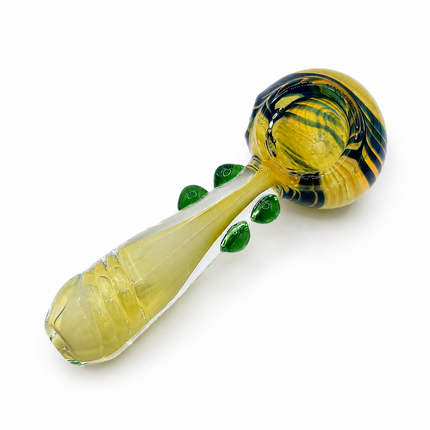 Golden Garden Swirl Thick Glass Spoon Hand Pipe - 4.5 Inch