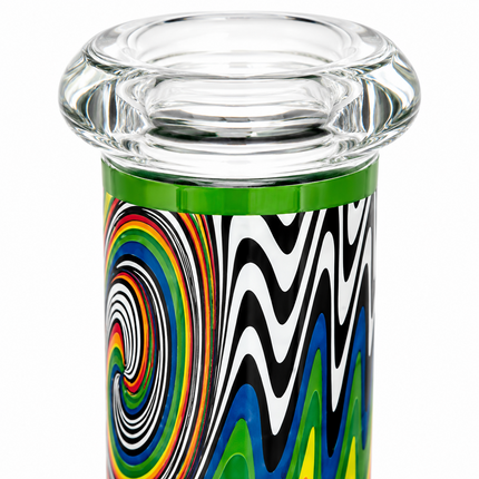 Cosmic Flow Green Psychedelic Straight Tube Glass Bong 14mm Bowl 10 Inch