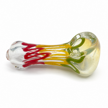 Golden Wave Glass Spoon Pipe 4 Inch Red Yellow Clear Hand Pipe