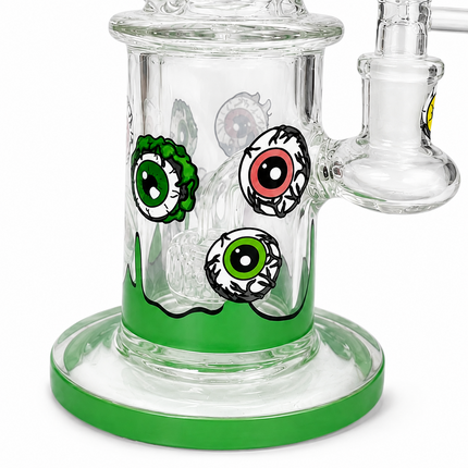 Green Microscope Eyeball Glass Water Pipe 14mm Bowl 6.5 inch