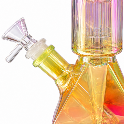 Stratos Chrome Purple Yellow Orange Geometric Glass Bong Ice Catcher 12 Inch