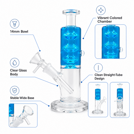 Blue Glycerin Freezer Liquid Glass Bong – 7 Inch with Cooling Chamber