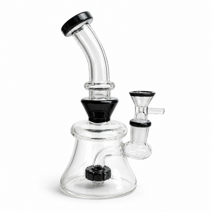 Black Accent Disc Percolator Glass Water Pipe 14mm Bowl 7 inch