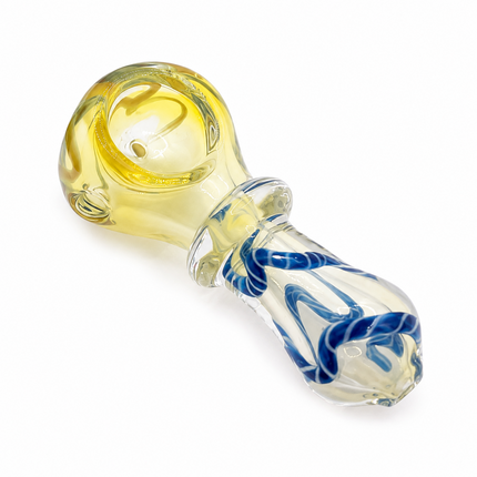 [2PC Bundle] Golden Bloom Swirl Glass Hand Pipe Set Assorted Colors