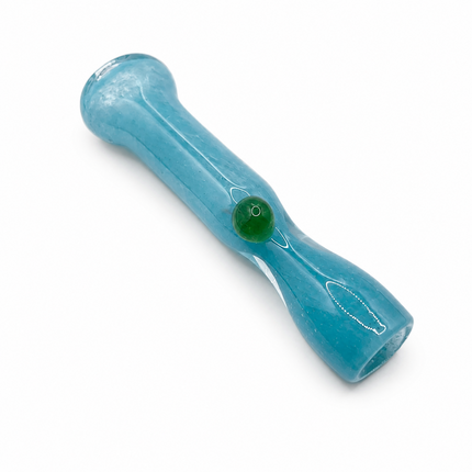 Aqua Emerald Handcraft Glass Chillum Pipe Blue Green Accent 3~3.5 inch