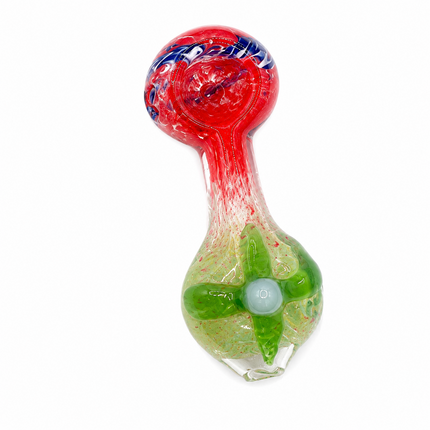 [2PC Bundle] Garden Bloom Flower Accent Glass Hand Pipes Assorted Colors 4 Inch