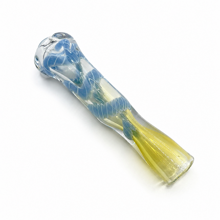 Arctic Ribbon Handcraft Glass Chillum Pipe Clear Light Blue 3~3.5 inch
