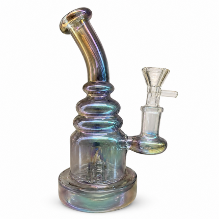 Midnight Prism Chrome Bent Neck Glass Water Pipe Internal Percolator 8 inc