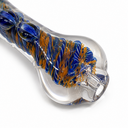 [2PC Bundle] 4 Inch Dragon Coil Glass Hand Pipe Raised Jewel Swirl Design