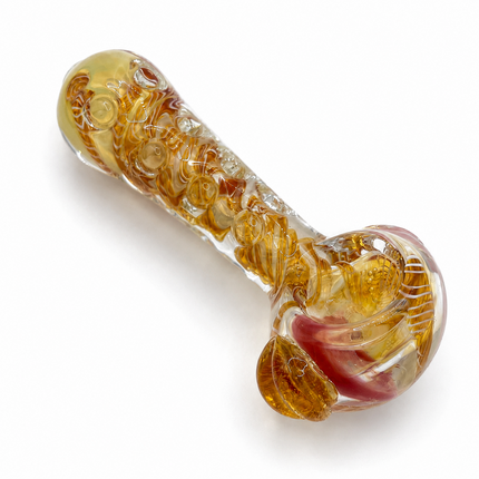 Honey Bloom Glass Spoon Pipe 4 Inch Amber Clear Hand Pipe Bubble Detail