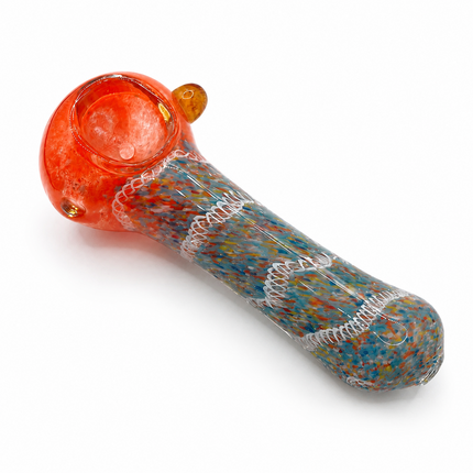 Sunset Rainbow Confetti Handcraft Glass Pipe Orange Multicolor Swirl 4.5 inch