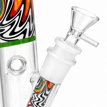 Cosmic Flow Green Psychedelic Straight Tube Glass Bong 14mm Bowl 10 Inch