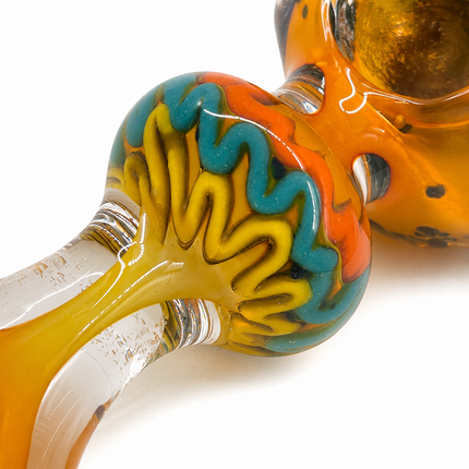 Amber Donut Glass Spoon Pipe Color Swirl Accent 5 Inch Hand Pipe