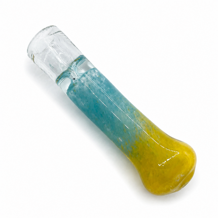 Coastal Gold Handcraft Glass Chillum Pipe Aqua Yellow Gradient 3~3.5 inch