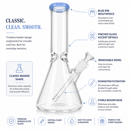 Light Blue Accent Beaker Glass Water Pipe Ice Catcher 14mm Bowl 10.5 inch