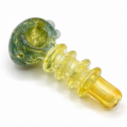 Yellow Moss Grip Glass Spoon Pipe 4 Inch Green Yellow Hand Pipe