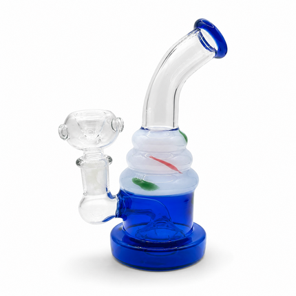 Cobalt Blue Soft Cone Mini Glass Bong 6" 14mm Bowl Bent Neck Water Pipe