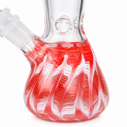 Crimson Flame Red 10-Inch Ice Catcher Glass Water Pipe with Bowl