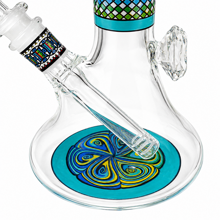 Blue Mirage Aztec Mandala Glass Bong Aqua Clear - 10 Inch