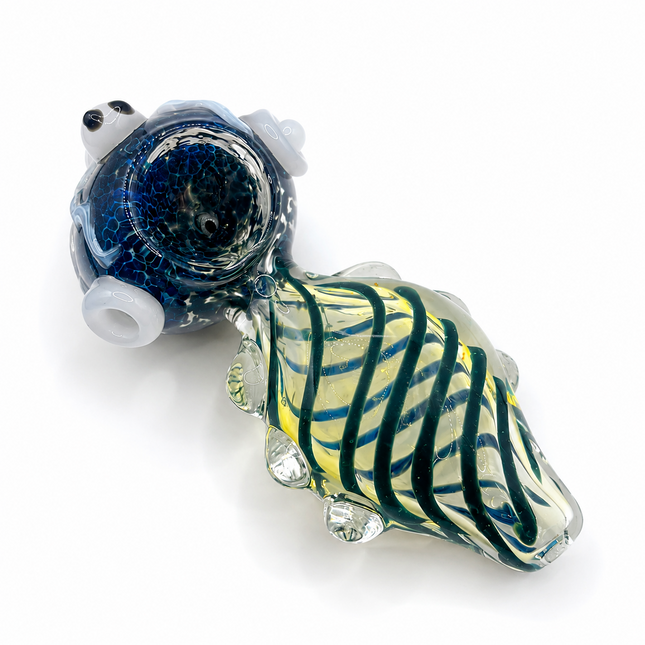 Octopus Invasion Midnight Ocean Coil High Quality Glass Hand Pipe 4.5 Inch