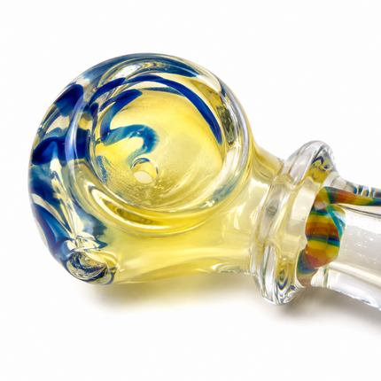 [2PC Bundle] Golden Bloom Swirl Glass Hand Pipe Set Assorted Colors