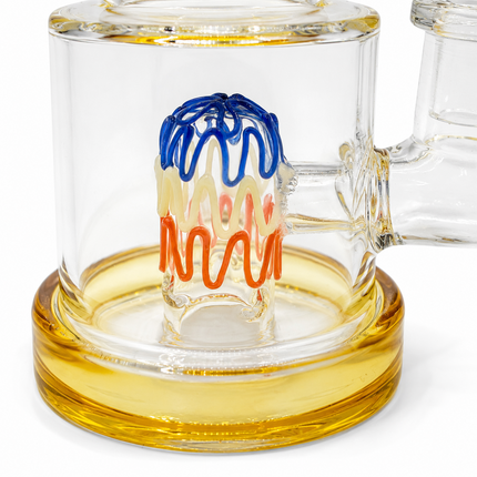 Amber Tricolor Perc Mini Glass Water Pipe – 6–6.5 Inch Clear Bong with Bowl