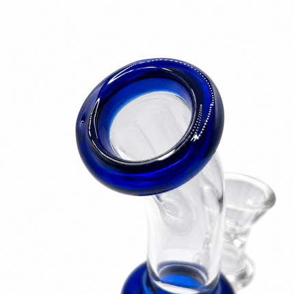 Cobalt Tricolor Perc Mini Glass Water Pipe – 6–6.5 Inch Clear Bong with Bowl