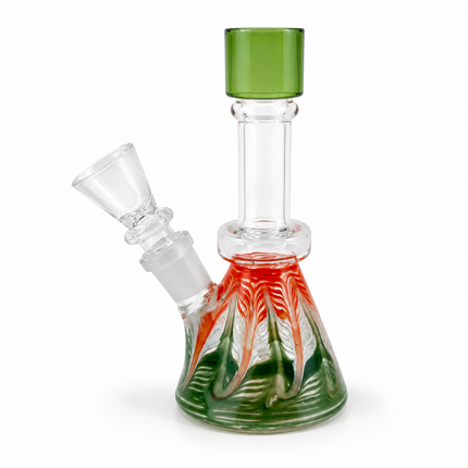Green Citrus Swirl 14mm Mini Beaker Glass Water Pipe Straight Neck