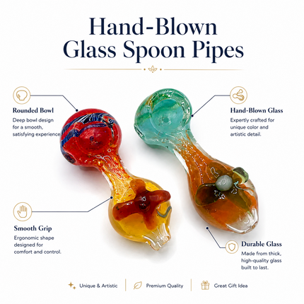 [2PC Bundle] Coral Bloom Glass Hand Pipe Set Assorted Colors 4 inch