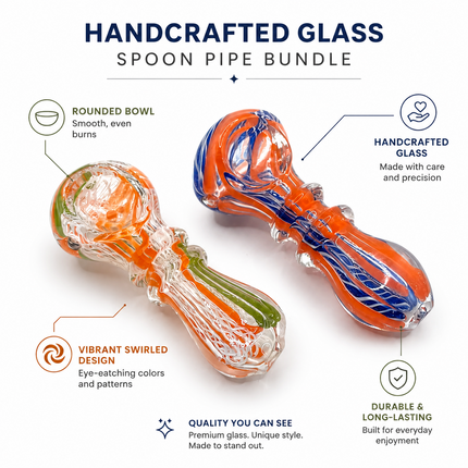 [2PC Bundle] Citrus Patriot Twist Glass Hand Pipes Multicolor 3 Inch