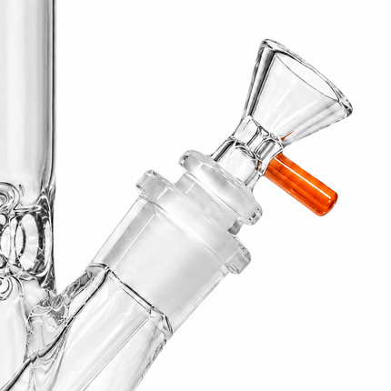 Orange Accent Straight Tube Glass Water Pipe Ice Catcher Downstem 10 inch