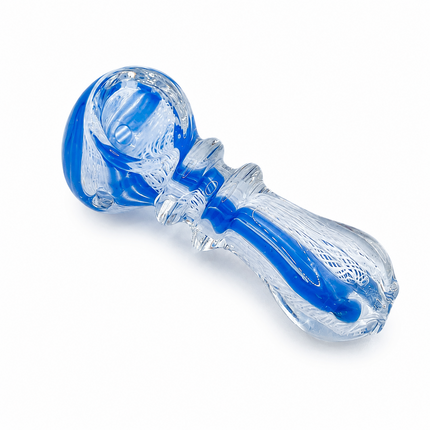 [2PC Bundle] Golden Sky Ribbon Glass Hand Pipes Amber Blue Clear 3 Inch
