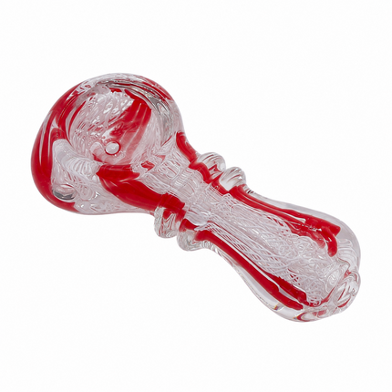 [2PC Bundle] Ruby Honey Ribbon Glass Hand Pipes Red Golden Amber 3 Inch