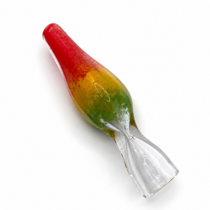 Rasta Sunset Handcraft Glass Chillum Pipe Green Yellow Red 3~3.5 inch