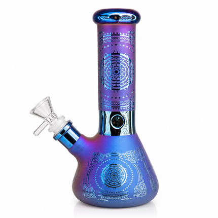 Nebula Mandala Blue Purple Chrome Ice Catcher Glass Water Pipe 14mm - 10 Inch