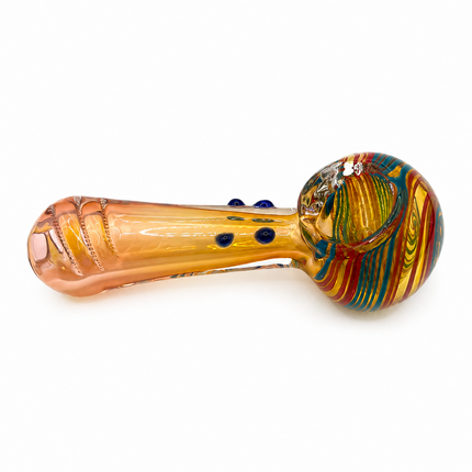Autumn Ember Swirl Swirl Thick Glass Spoon Hand Pipe - 4.5 Inch