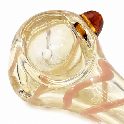 [2PC Bundle] Honey Blush Spiral Glass Hand Pipes Amber Pink Clear 3 Inch
