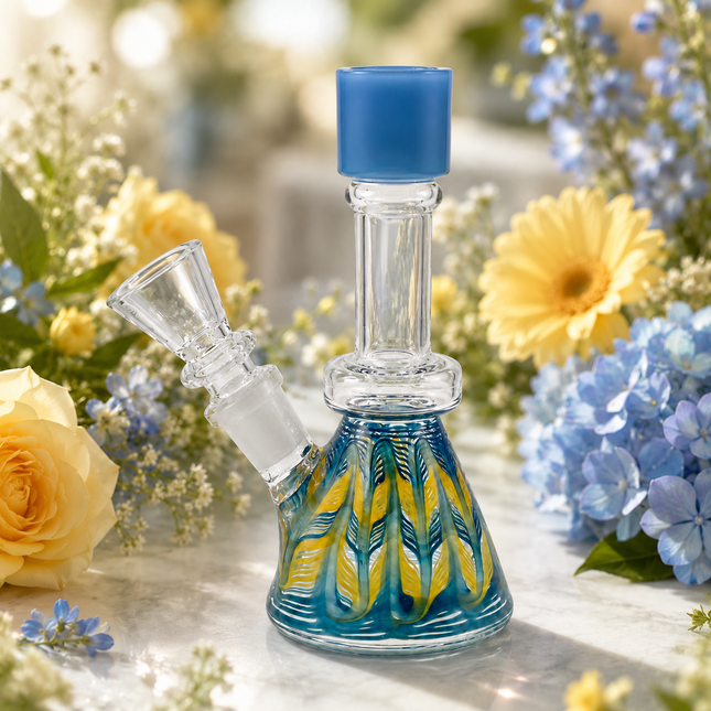 Sky Blue Lagoon 14mm Mini Beaker Glass Water Pipe Straight Neck
