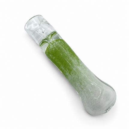 Moss Frost Handcraft Glass Chillum Pipe Green Clear Frosted 3~3.5 inch