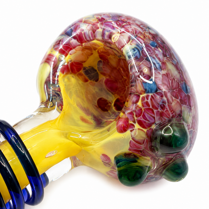 [2PC Bundle] Honey Coil Garden Glass Hand Pipes Floral Swirl Amber Art 4.5 Inch