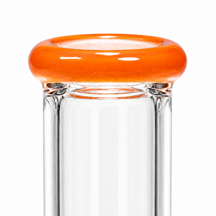 Orange Accent Straight Tube Glass Water Pipe Ice Catcher Downstem 10 inch