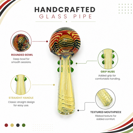 Crimson Harvest Swirl Thick Glass Spoon Hand Pipe - 4.5 Inch