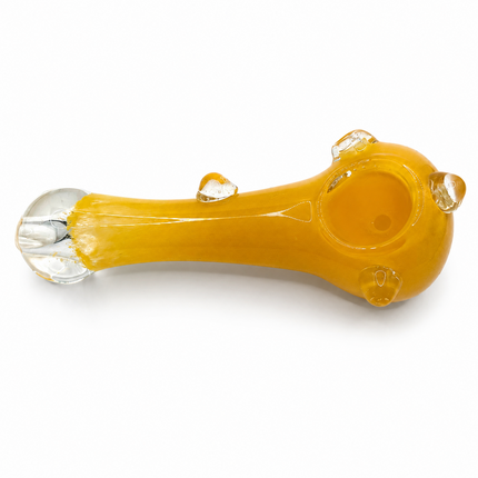 Sunburst Bubble Accent Glass Spoon Pipe – 4.5 Inch Yellow Hand Pipe