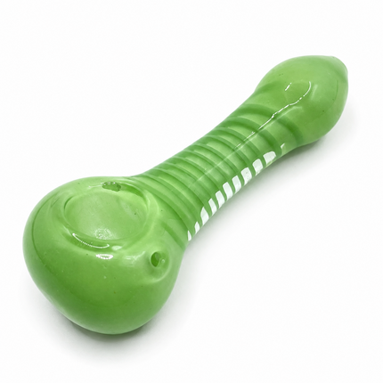Light Green Glass Spoon Pipe with Twisted Stripe Design - 4.5 inch