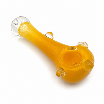 Sunburst Bubble Accent Glass Spoon Pipe – 4.5 Inch Yellow Hand Pipe
