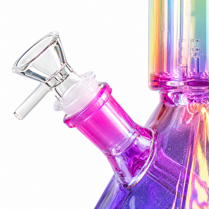 Stratos Chrome Lime Green Pink Purple Geometric Glass Bong Ice Catcher 12 Inch