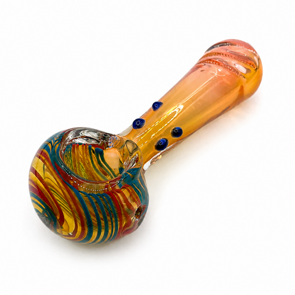 Autumn Ember Swirl Swirl Thick Glass Spoon Hand Pipe - 4.5 Inch