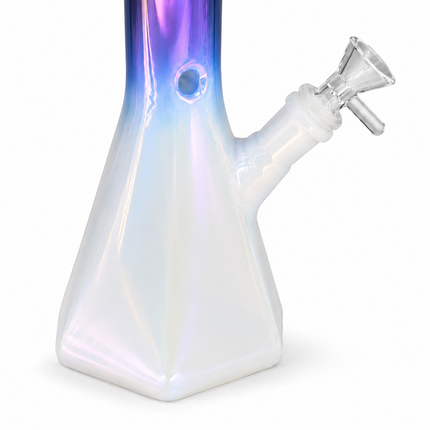 Blueberry Purple Chrome Hexagon Glass Water Pipe Ice Catcher 14mm Bowl 10.5 inch