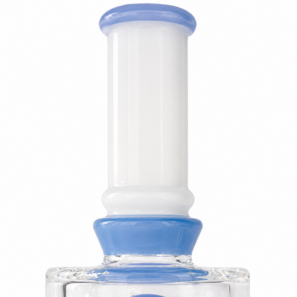 Milky Blue Bottle Glass Bong with Donut Percolator & Bowl - 7.5 inch